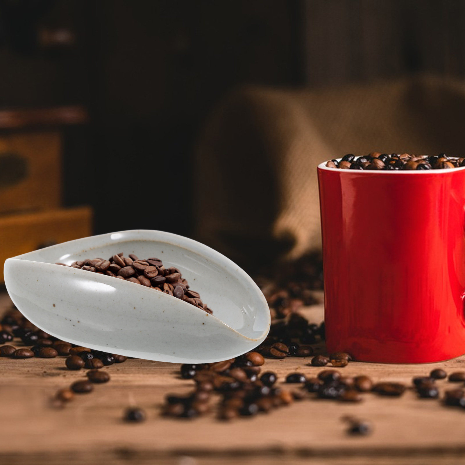 Coffee Tea Leaf And Bean - Keramik-Kaffeebohnen-Dosierschale Multifunktions-Wägebecher für Espresso-Bohnen, Kaffeesatz, Teeblätter