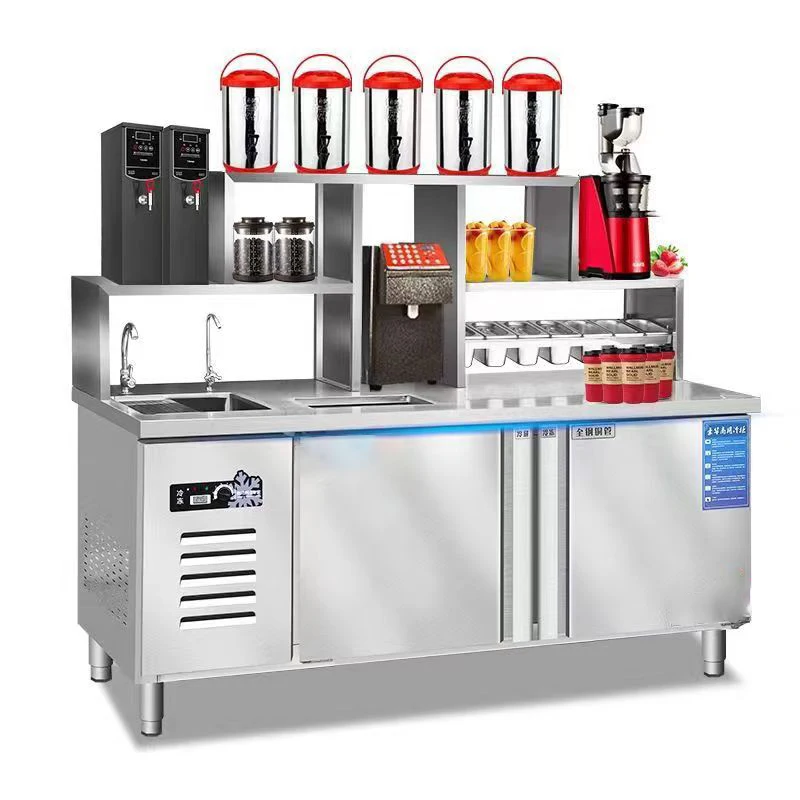 Coffee Tea Equipment - # für Stehtisch, Milchtee-Bedienetisch, Ladenausrüstung, gekühlter,