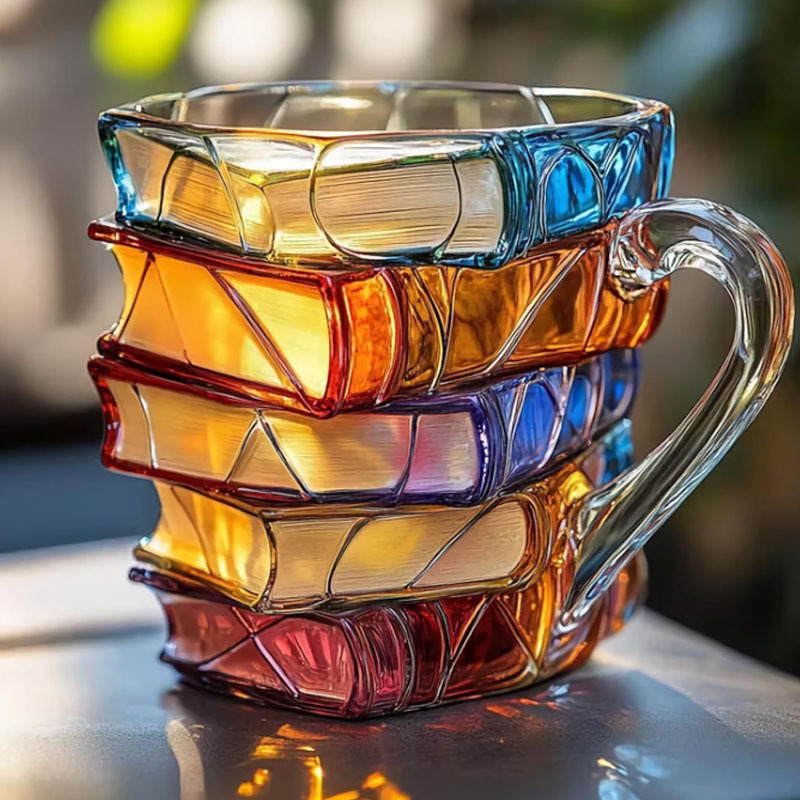 Coffee Tea Library - Buch Kaffeetasse Cappuccino bunte 3D Bibliothek