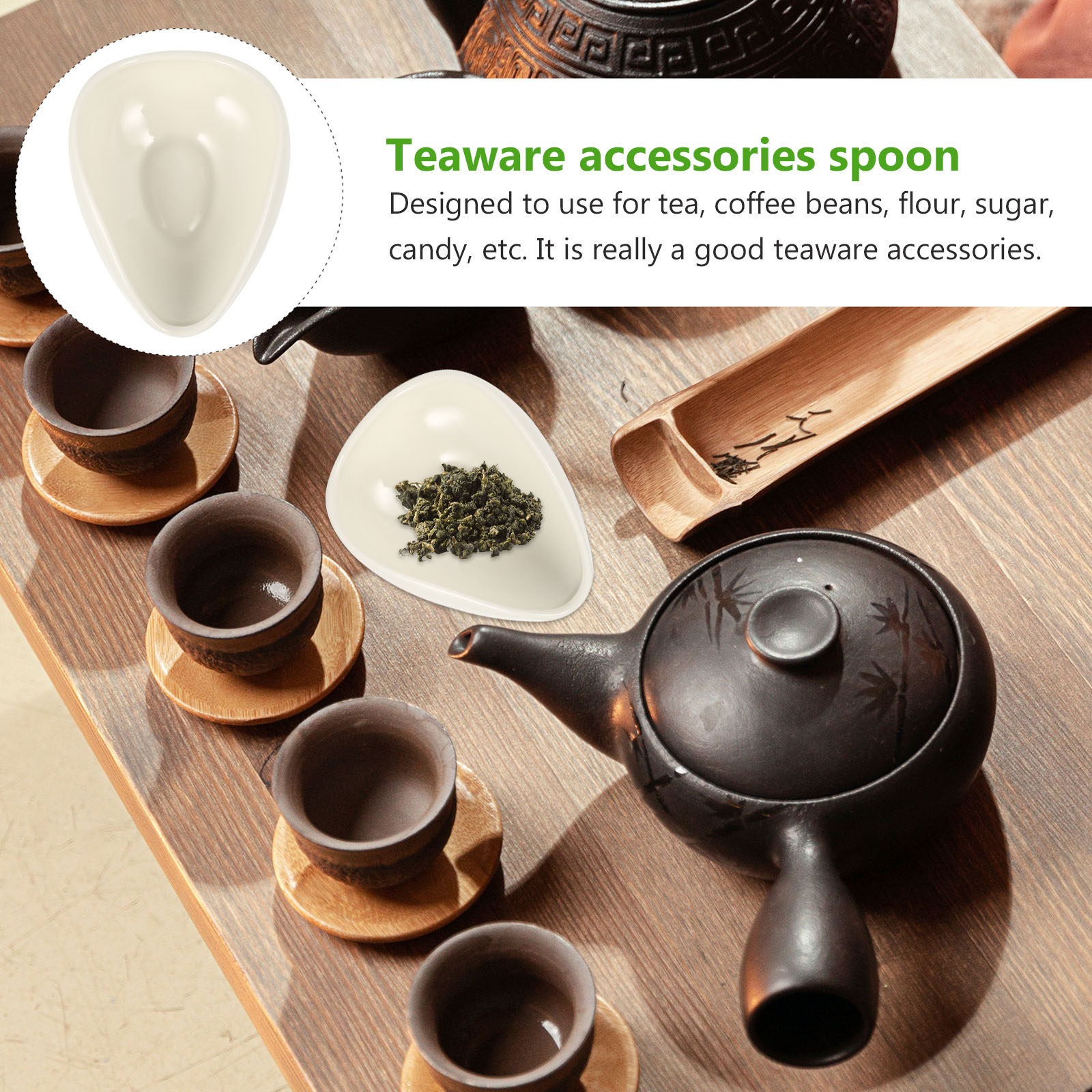 Coffee Tea Leaf And Bean - 2 Stück Keramik-Teelöffel für losen Tee,